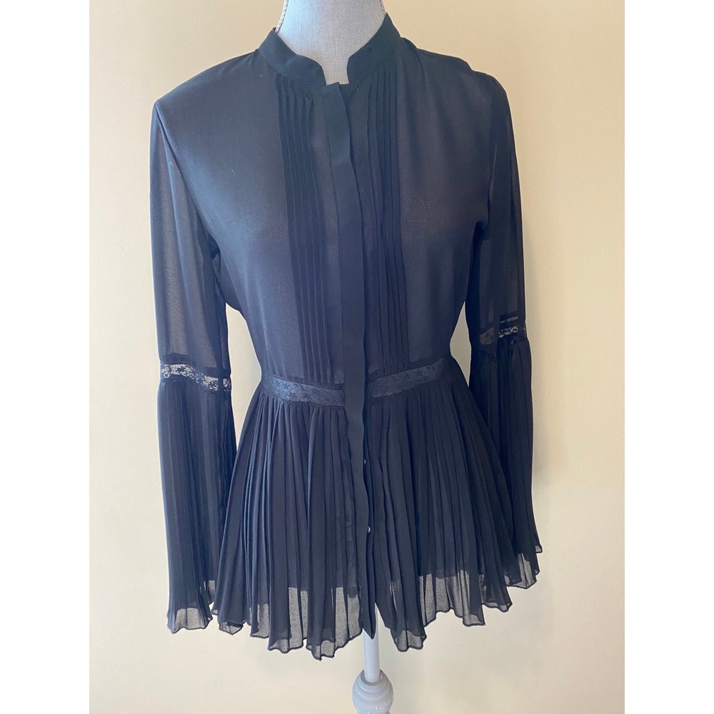 Black Swan Blouse Women Small Lagen Sheer Vintage Whimsigoth s10